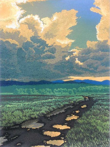After The Storm, color linocut print by William H. Hays