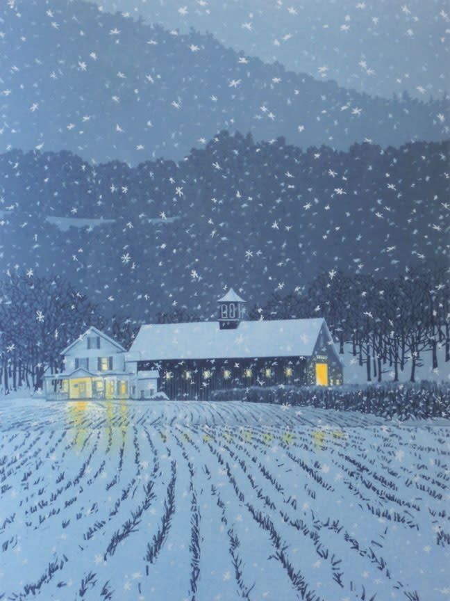 First Snow, a linocut print by William H. Hays