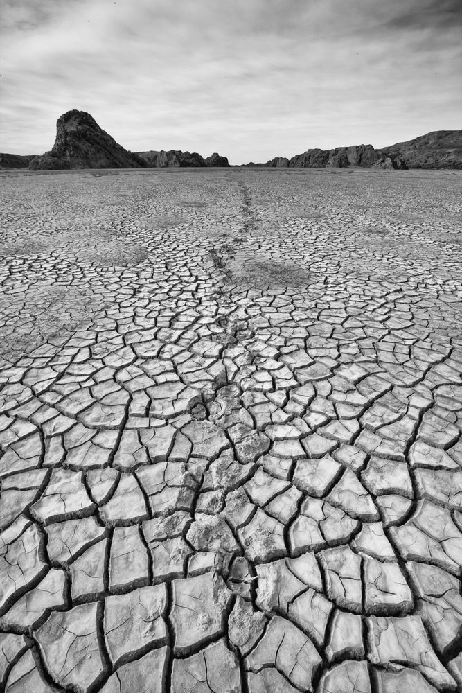 Probably Guanaco (type of lama) footprints, leading off into the distance at Miradores de Darwin.