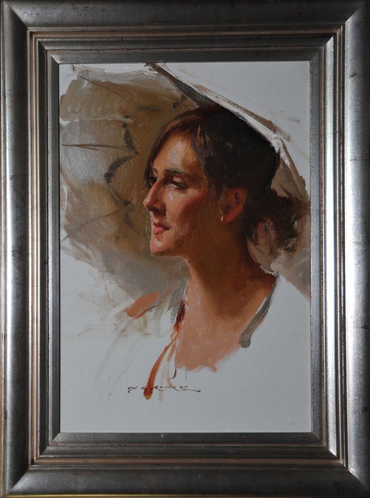 Female 2 with Umbrella, original oil painting by Dan Gerhartz.