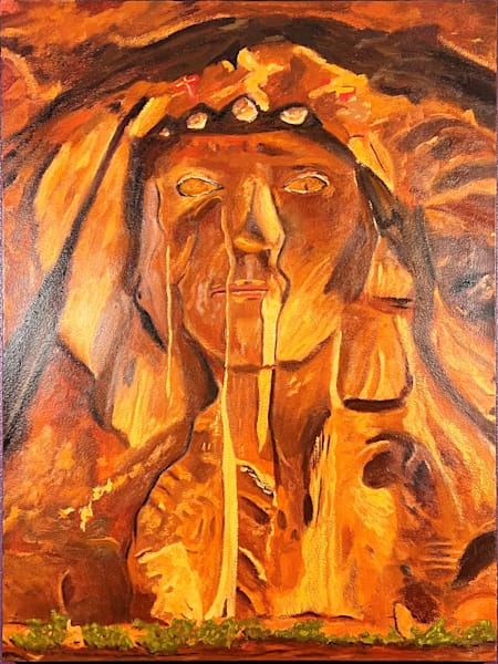 Unleash the mystique of Stone Cold Eyes, a captivating painting that holds the raw essence of the stunning Monument Valley. 