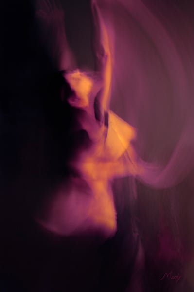 Unearth pureness and tranquility with Sancti - explore a wonderland of purple hues mixed in a beautiful abstract nude of the female body. 