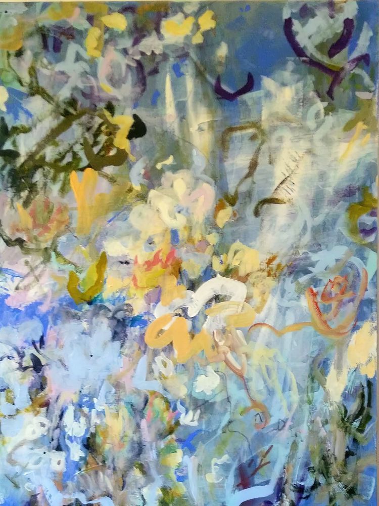 acrylic, painting, floral, buds, joy