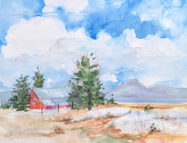 Blue Skies And Red Barn Art | Brenda Myrick Art