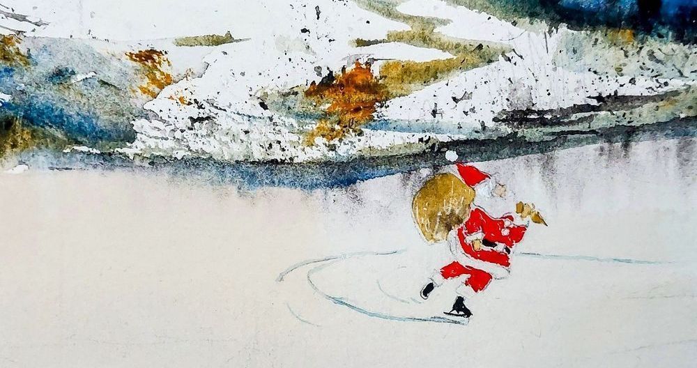 Santa Skating Art | Brenda Myrick Art