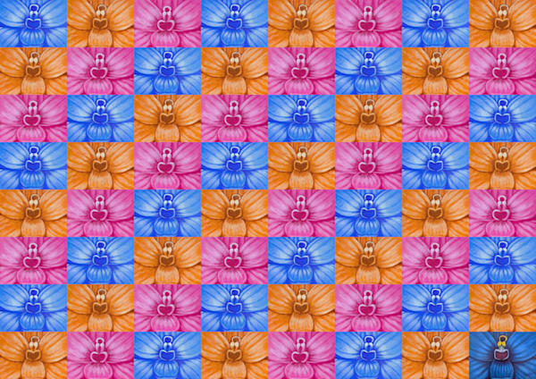 Blue Orchid Tri Colour Collage Small Tiles | ANnew Art
