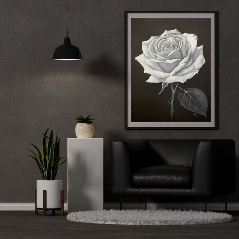 Elegant Monochrome Rose Painting for Modern Decor