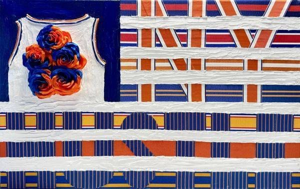 NY Hustle - Jing Herman mixed media painting NY Knicks, #12 in Beautiful Country series