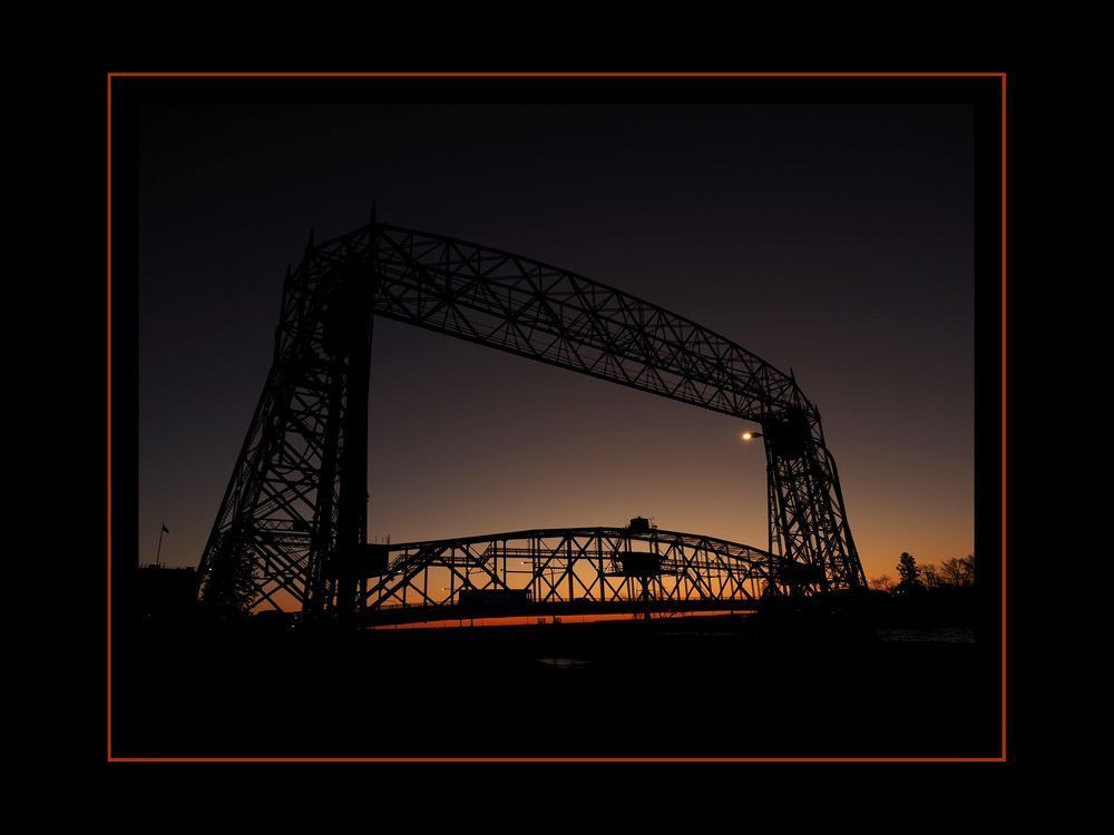Duluth Bridge Sunrise8x6border Photography Art | Fox and Swan Arts