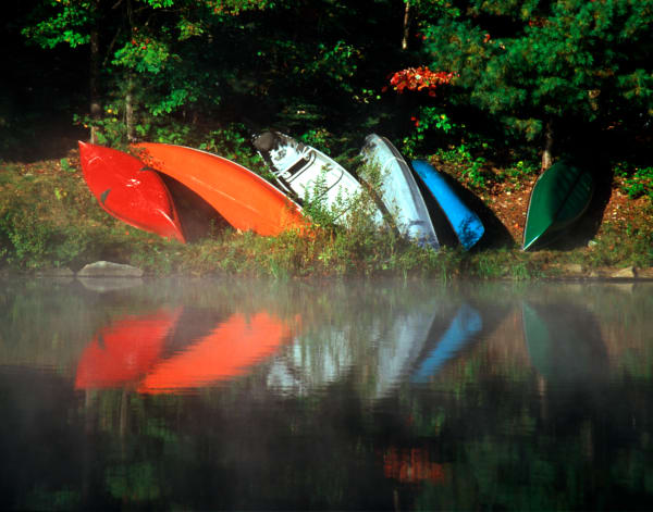 Canoes At Gale Meadow Pond, Bondville, Vt Photography Art | Dave Kutchukian Photography