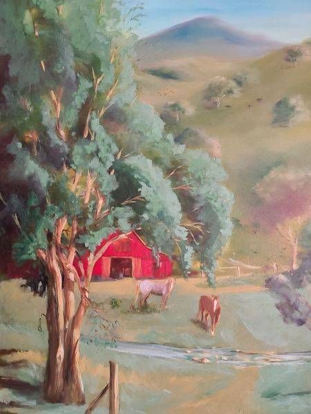 Peaceful Pastures Horses And Barn Art | Pam Holmquist Studio