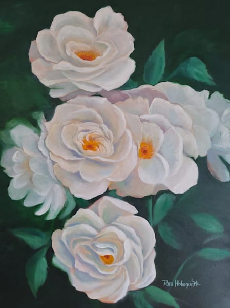 Bold Faced White Roses Art | Pam Holmquist Studio