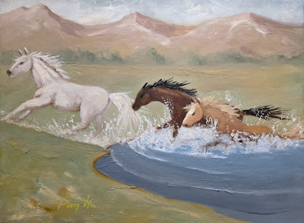 Free Spirits Splashing Horses Art | Pam Holmquist Studio