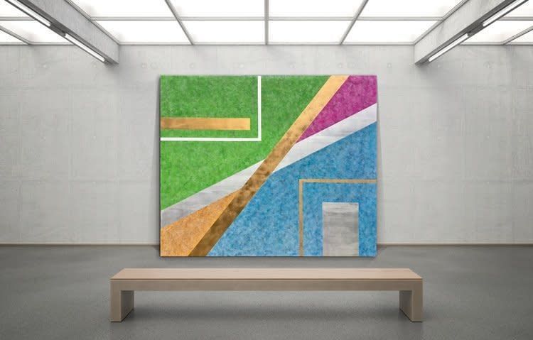 Original Glenn Deneve abstract painting installed in a contemporary luxury residence