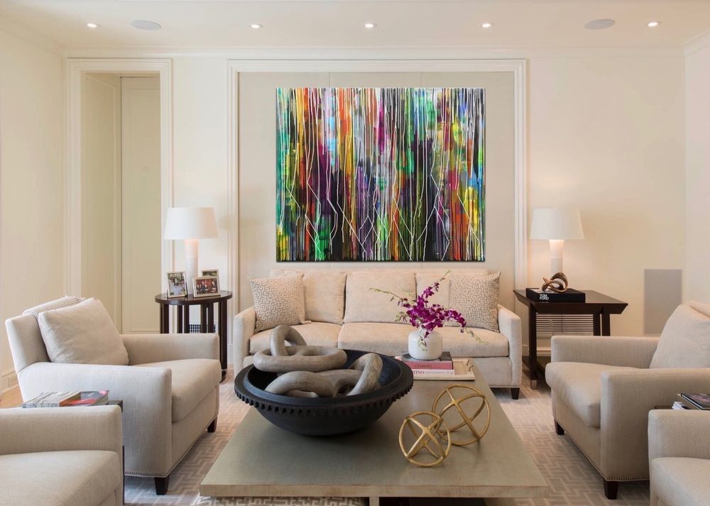 Abstract painting in a refined commercial reception space