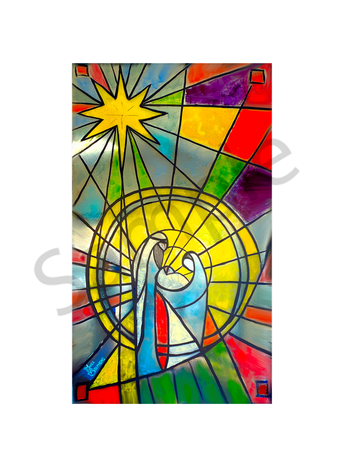 The Nativity I Painted On A Window, Greeting Card Art | Marie Stephens Art