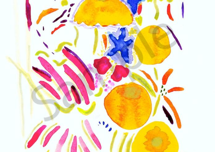 yellow zinnias abstract bouquet watercolor aug 2022 marie stephens art