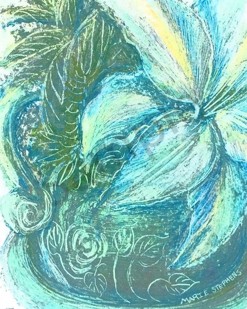 White Casa Blanca Lily In Blue Pitcher Art | Marie Stephens Art