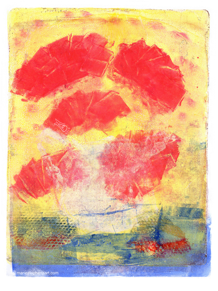 Shop Zinnia Paintings with Primary Colors by Marie Stephens Art