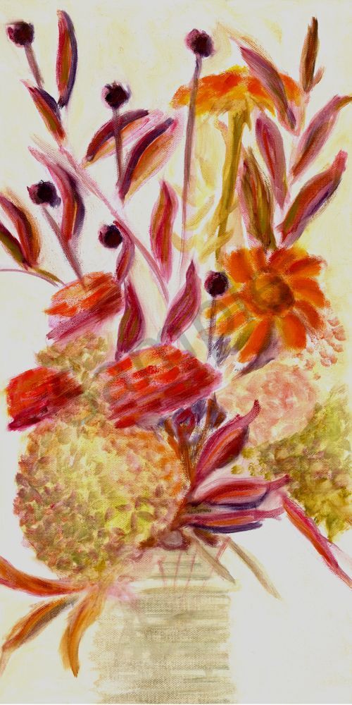 Modern Orange Zinnias Floral Art Print – Trendy Botanical Wall Decor for Stylish Homes by Marie Stephens