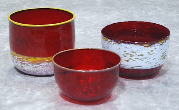 Three Bowl Set | Ed Pennebaker, Red Fern Glass