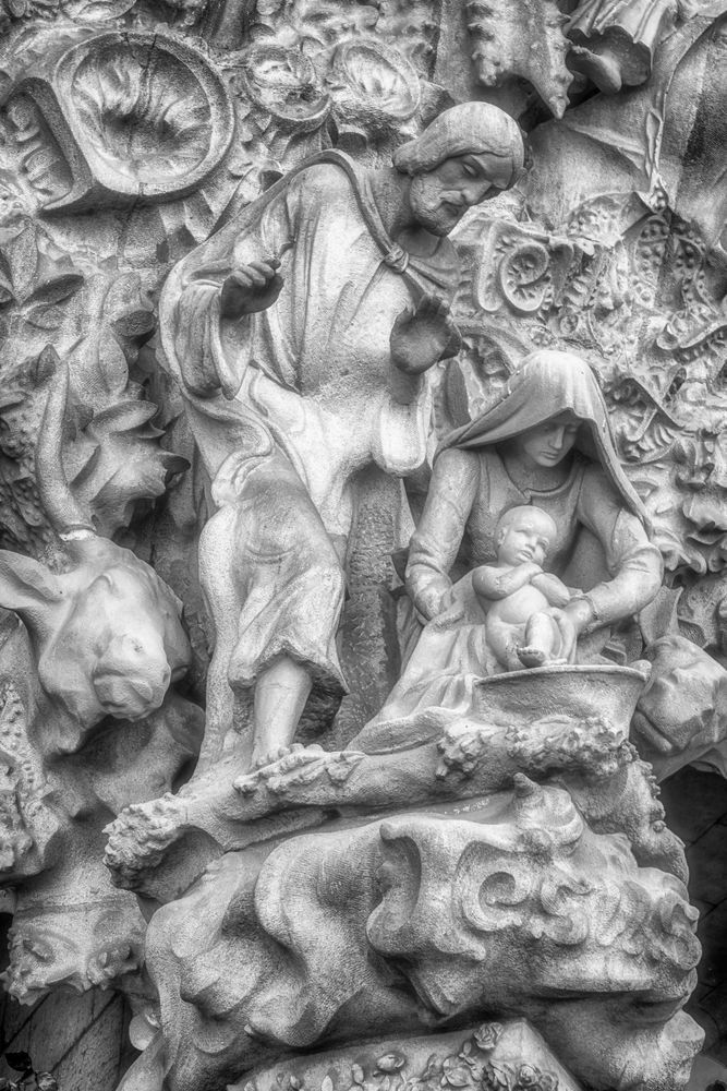 Birth of Jesus - Black-and-White Nativity Photograph