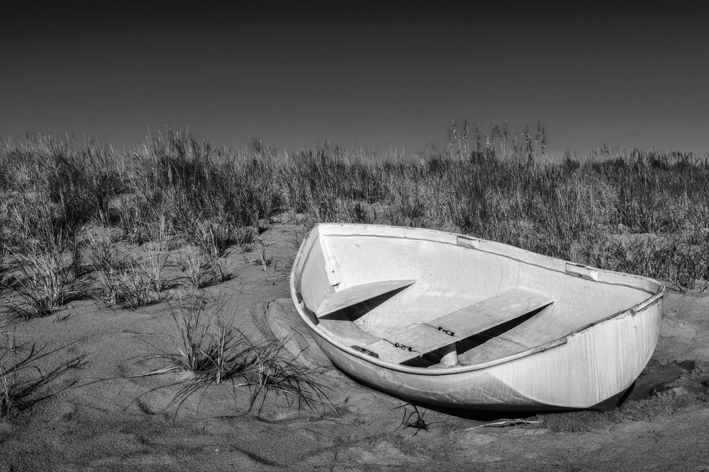 Awaiting - Black and White Coastal Photograph