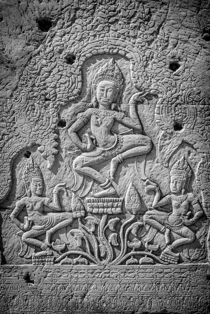 Dancing Apsaras - Ancient Khmer Relief Photography