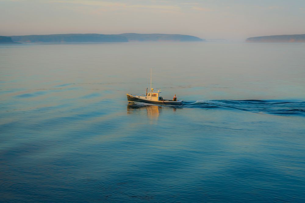 Heading Out - Serene Maine Lobster Boat Photography