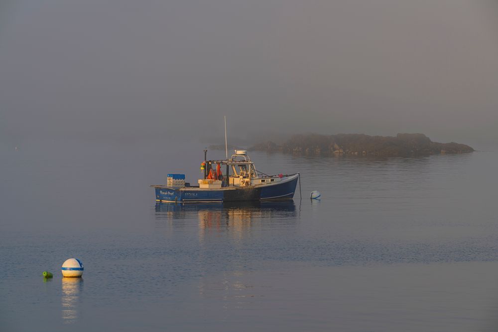 Hannah Pearl - Lobster Boat in Fog at Bass Harbor, Maine