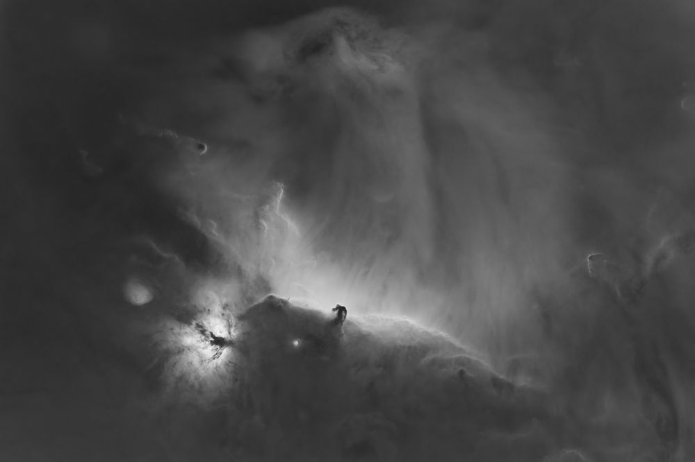 Horsehead Nebula Starless in Hydrogen-Alpha | Monochrome Photography