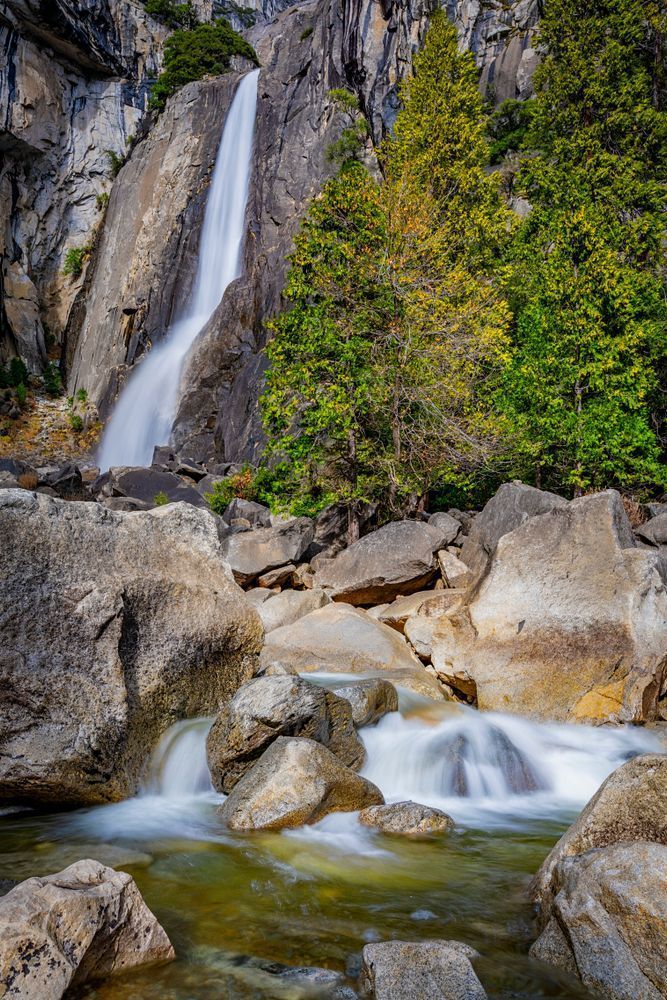 Lower Yosemite Falls - Serene Waterfall Photography