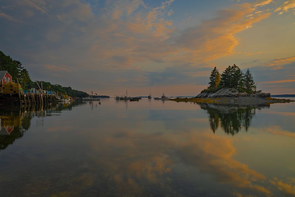 Tranquil Maine Coastal Landscape Photography - Lookout Point Sunset