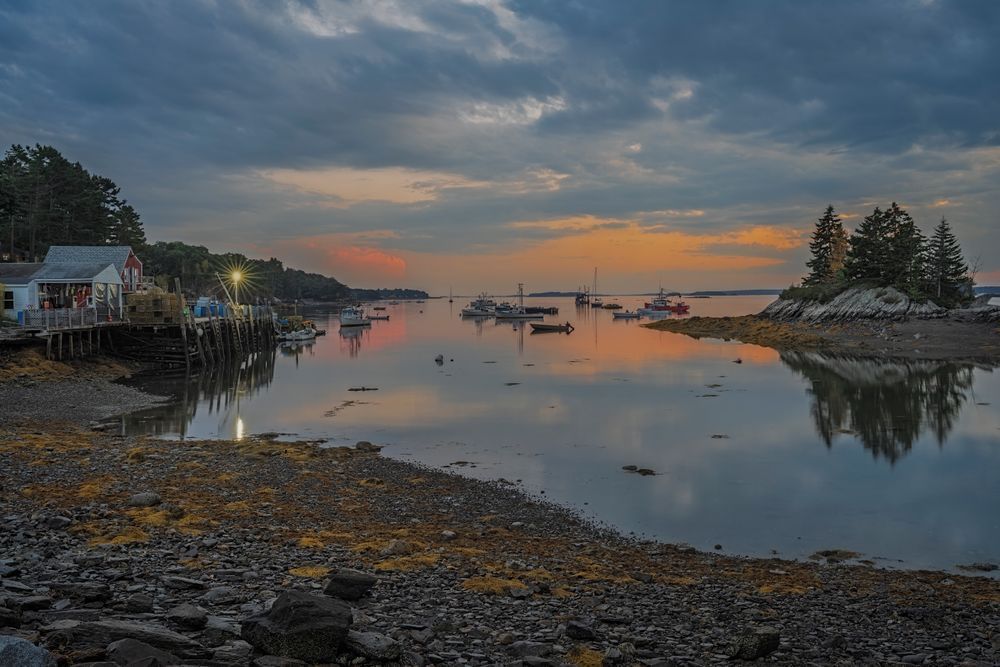 Lookout Point Harbor Sunset - Serene Maine Photography