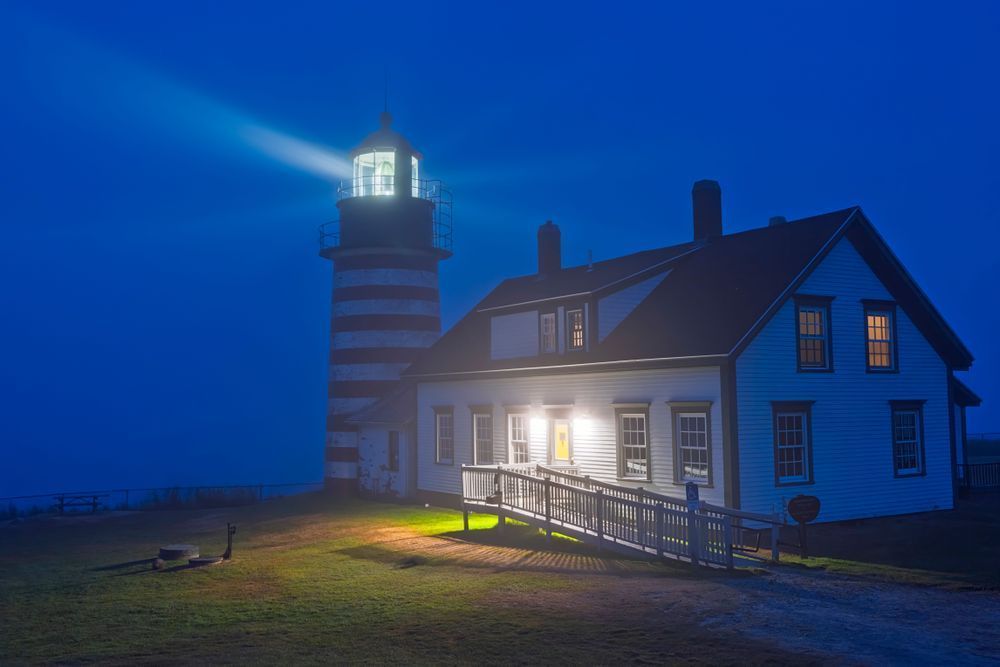 Quoddy Head Fog - Lighthouse Photography at Night