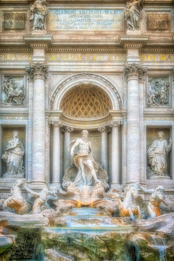 Trevi Fountain Evening - Baroque Sculpture and Architecture