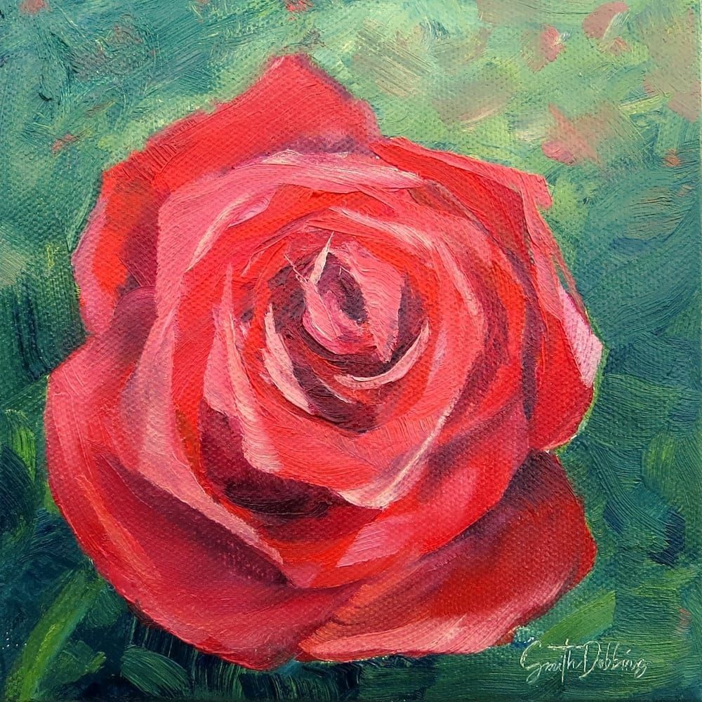 Red rose oil painting