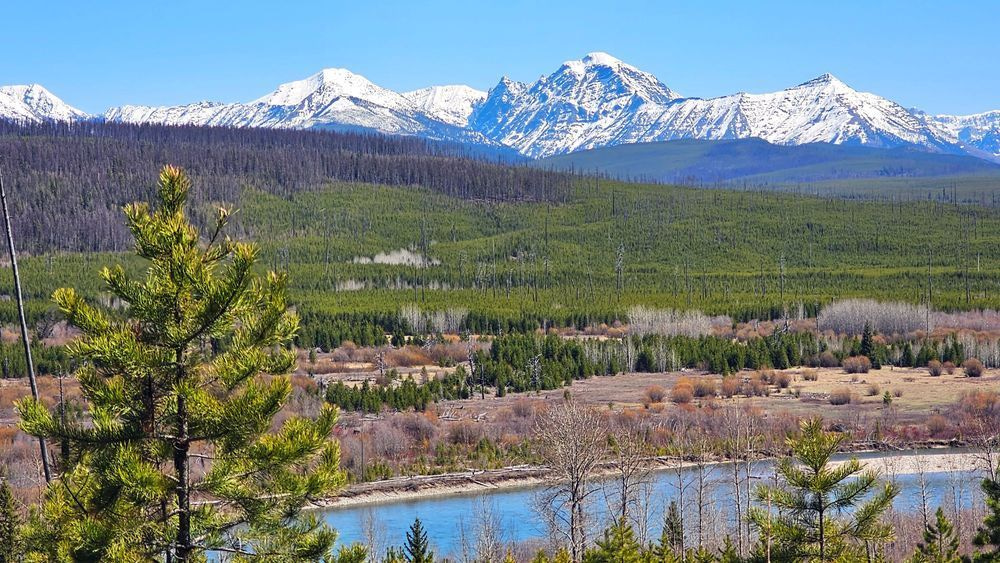 Mountains Of Glacier National Park From River Photography Art | InYourBackyard