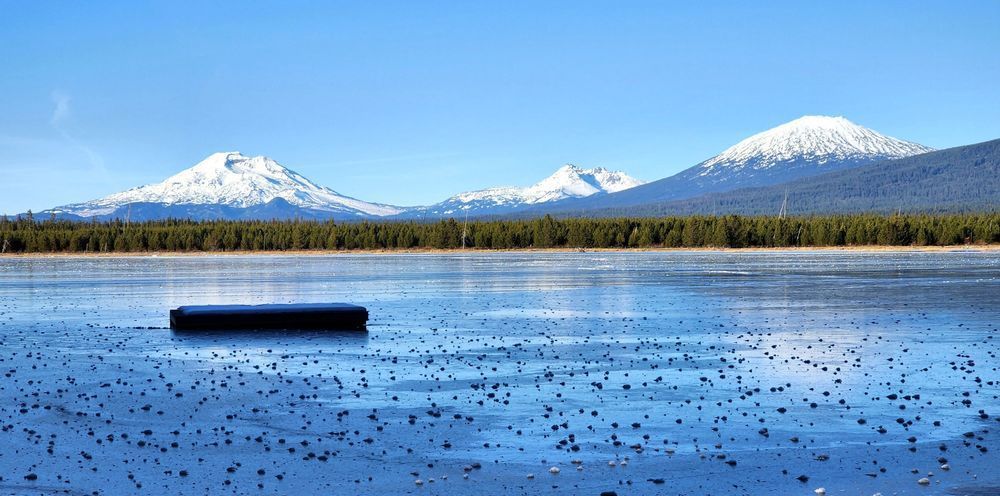 Three Sisters And Bachelor From Frozen Crane Prairie Reservoir Photography Art | InYourBackyard