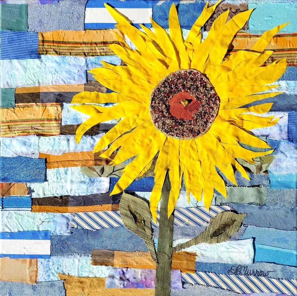 Sun Flower Fabric Collage