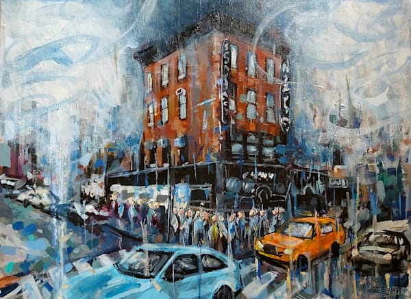 Philadelphia street made by chabane art acrylic an canvas prints & originals  fog in the city.