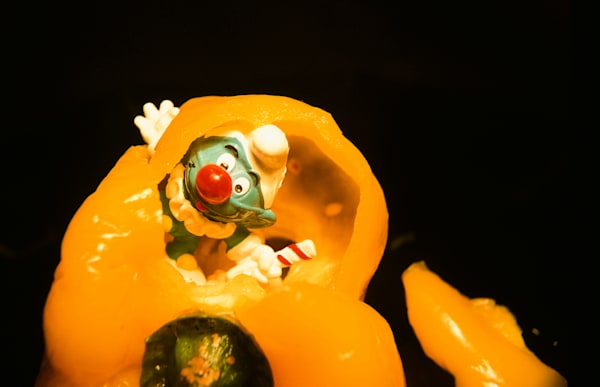 Surprise! (Smurf In Yellow Pepper) Photography Art | Andreas Bromba