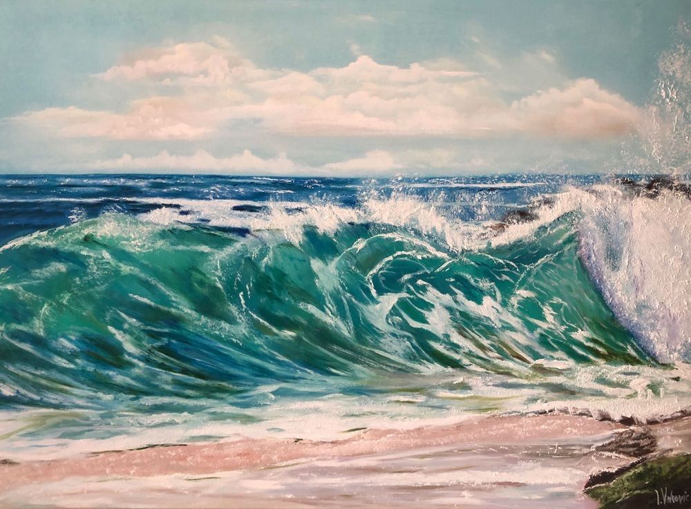Wave Crashing The Coast Original Art | Adriana Vukovic