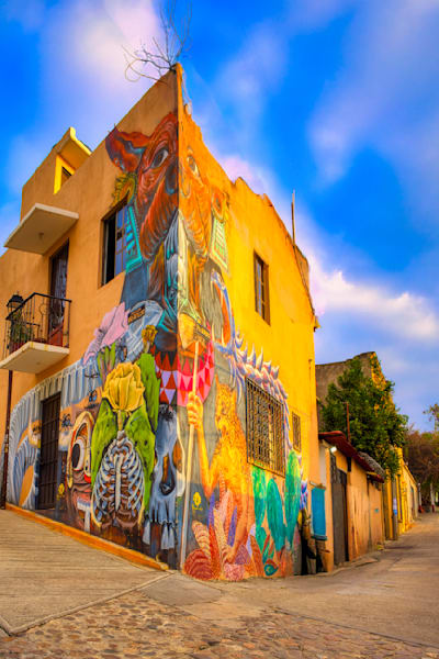 Mural - Building Corner, Oaxaca, Mexico