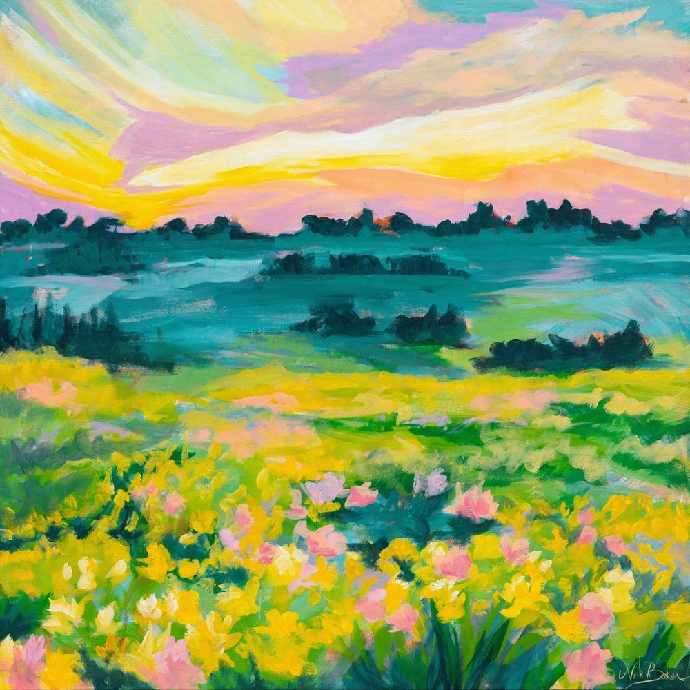 絵画 REVERIE/FOCUS/HAPPY 1 Elevate | Impressionism Floral Landscape Painting | Niki Baker Art