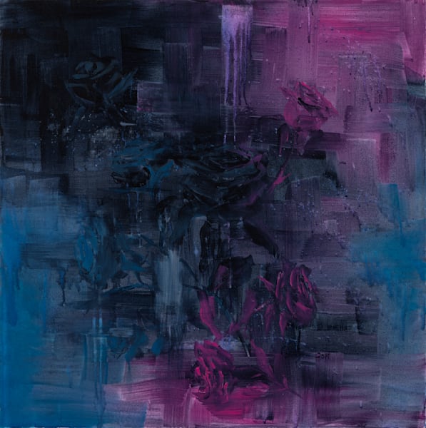 black-magenta-cyan-roses-drip