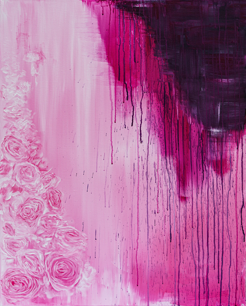 Acrylic abstract mauve roses