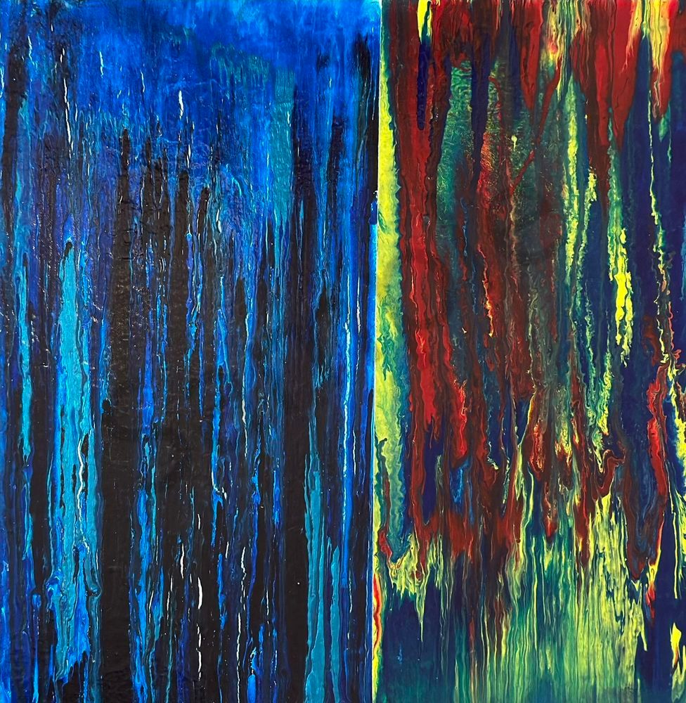 Color Cascade - Vibrant Abstract Painting for Modern Decor