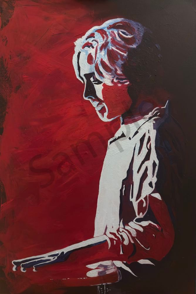 Red Reflection - Contemplative Portrait in Bold Red