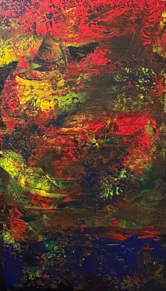 Fiery Chaos - Vibrant Abstract Painting for Bold Spaces